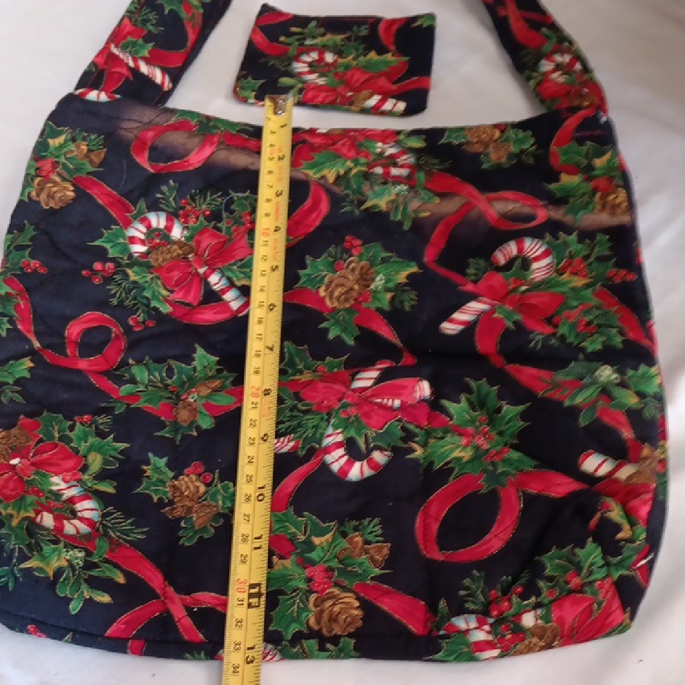 Holiday-Themed Black and Red Tote Bag